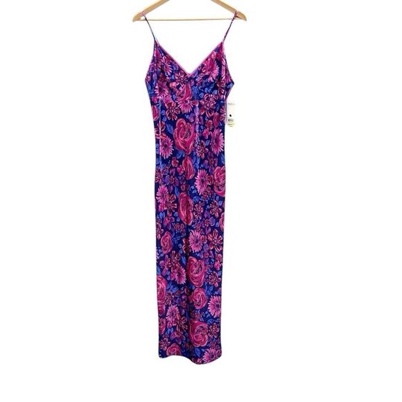 Chanteuse Intimates Dresses & Skirts - Chanteuse Intimates Pink & Purple Floral Slip Dress Maxi Silky Women’s Medium